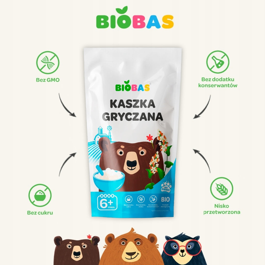 Organic Buckwheat Porridge Without Sugar for Children 200 g / BIOBAS Medical device no