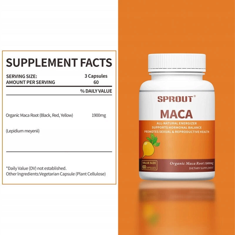 Organic Maca Root Capsules, Vegan Capsules, Black Extract Expiration date at least 1 year from the date of purchase