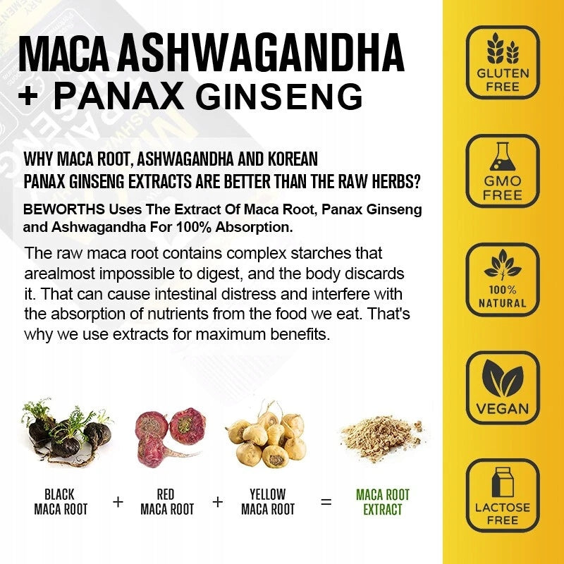 Organic maca root 120 capsules 12000 mg, Peruvian maca extract Expiration date at least 1 year from the date of purchase