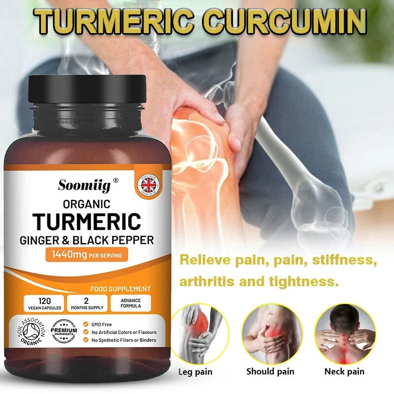 Organic turmeric and curcumin – 120 capsules + black pepper – support zd Packaging status original