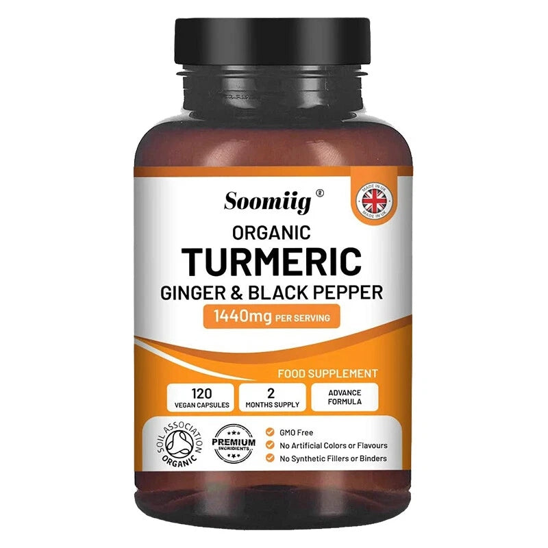 Organic turmeric and curcumin – 120 capsules + black pepper – support zd