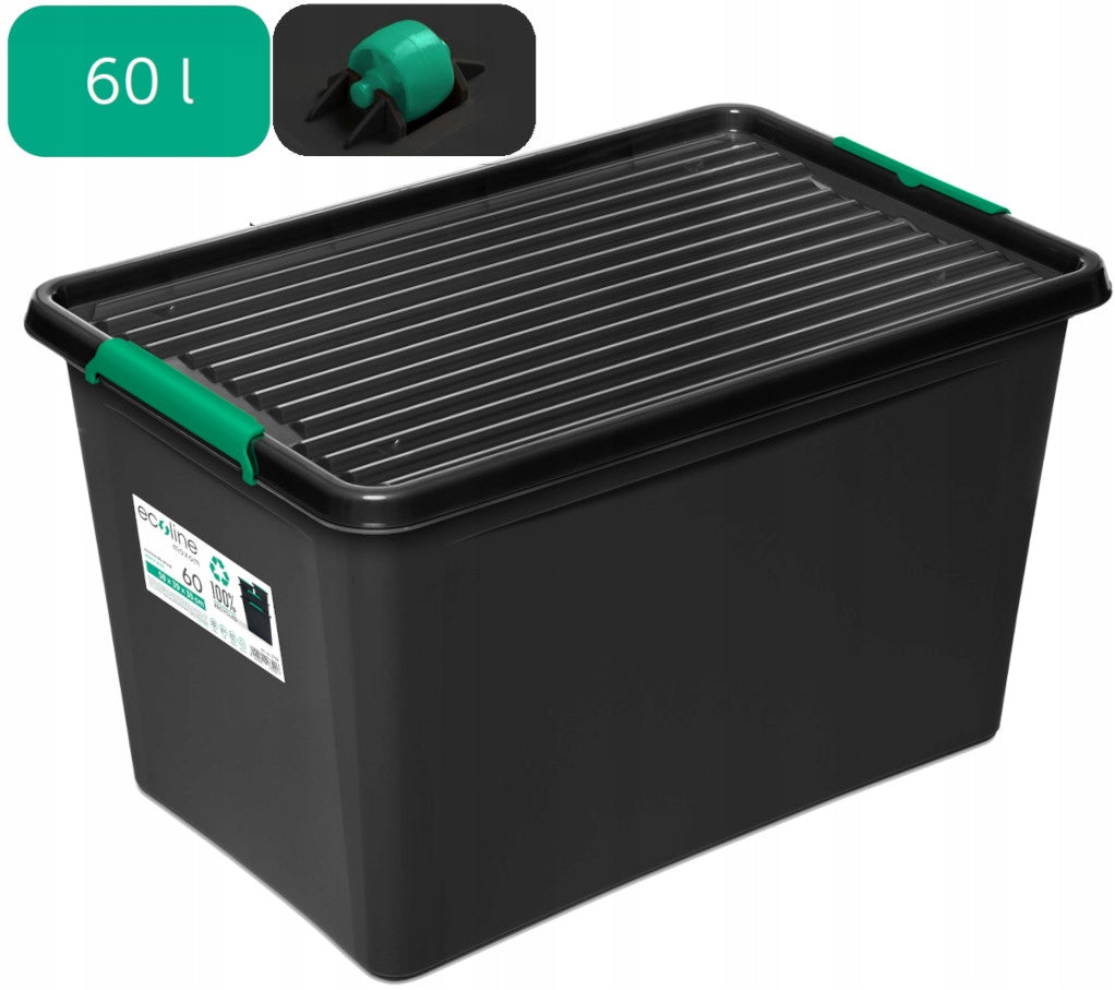 Organizer 60 l strong plastic container with lid stackable box