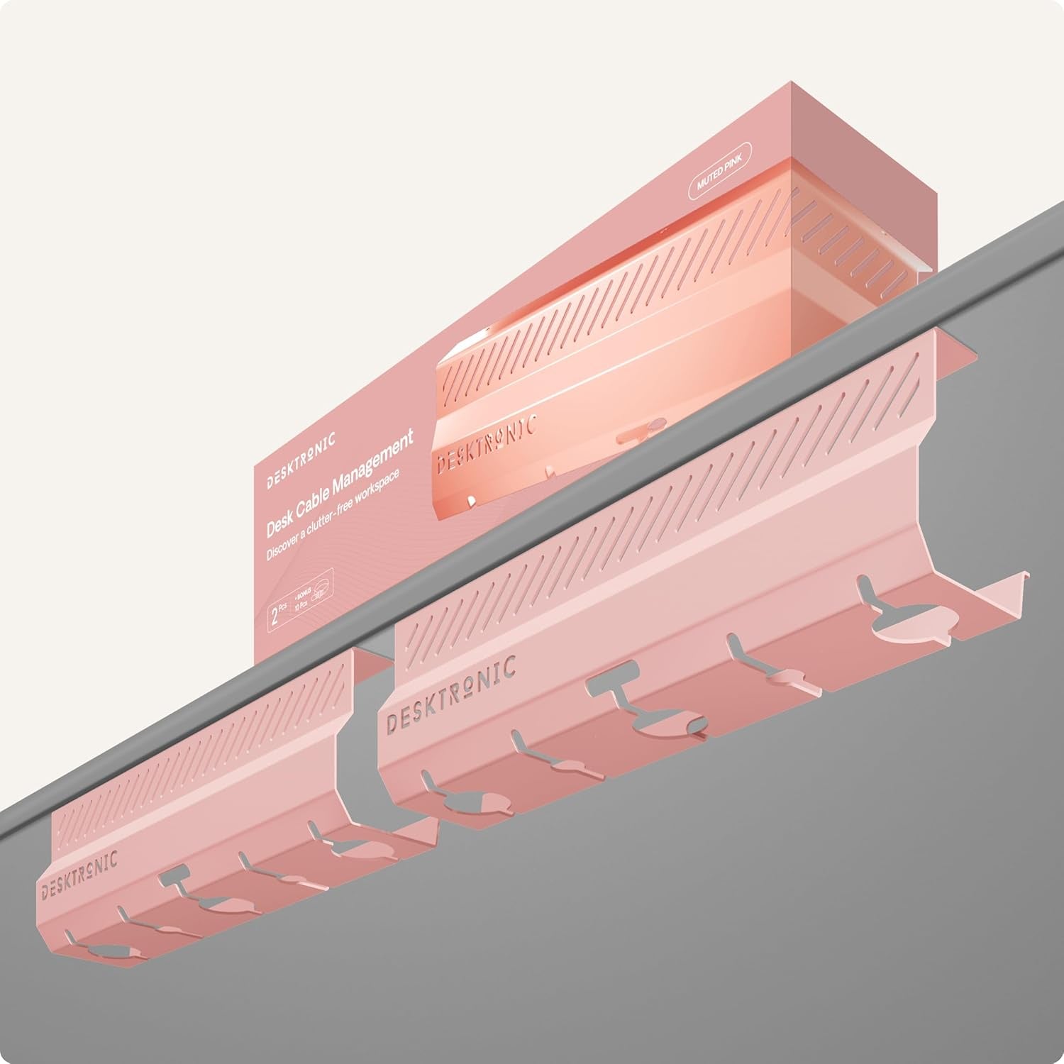 Organizer Cable Grille for Desk 2x43cm Pink Steel