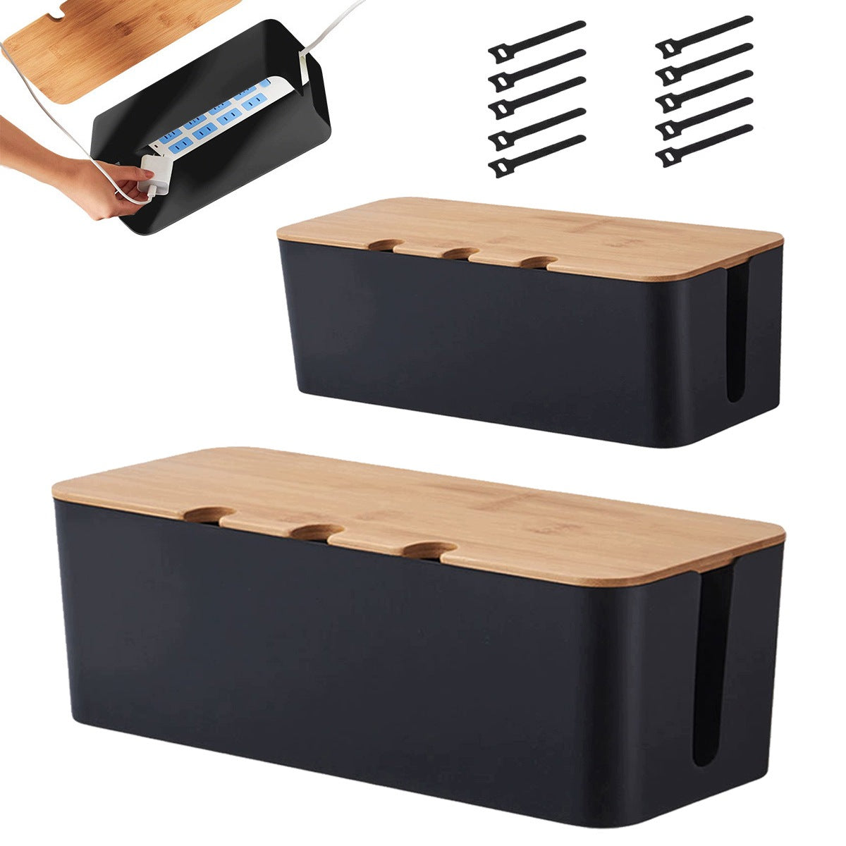 Organizer Cables Container Box Strip Masking Large Office Black