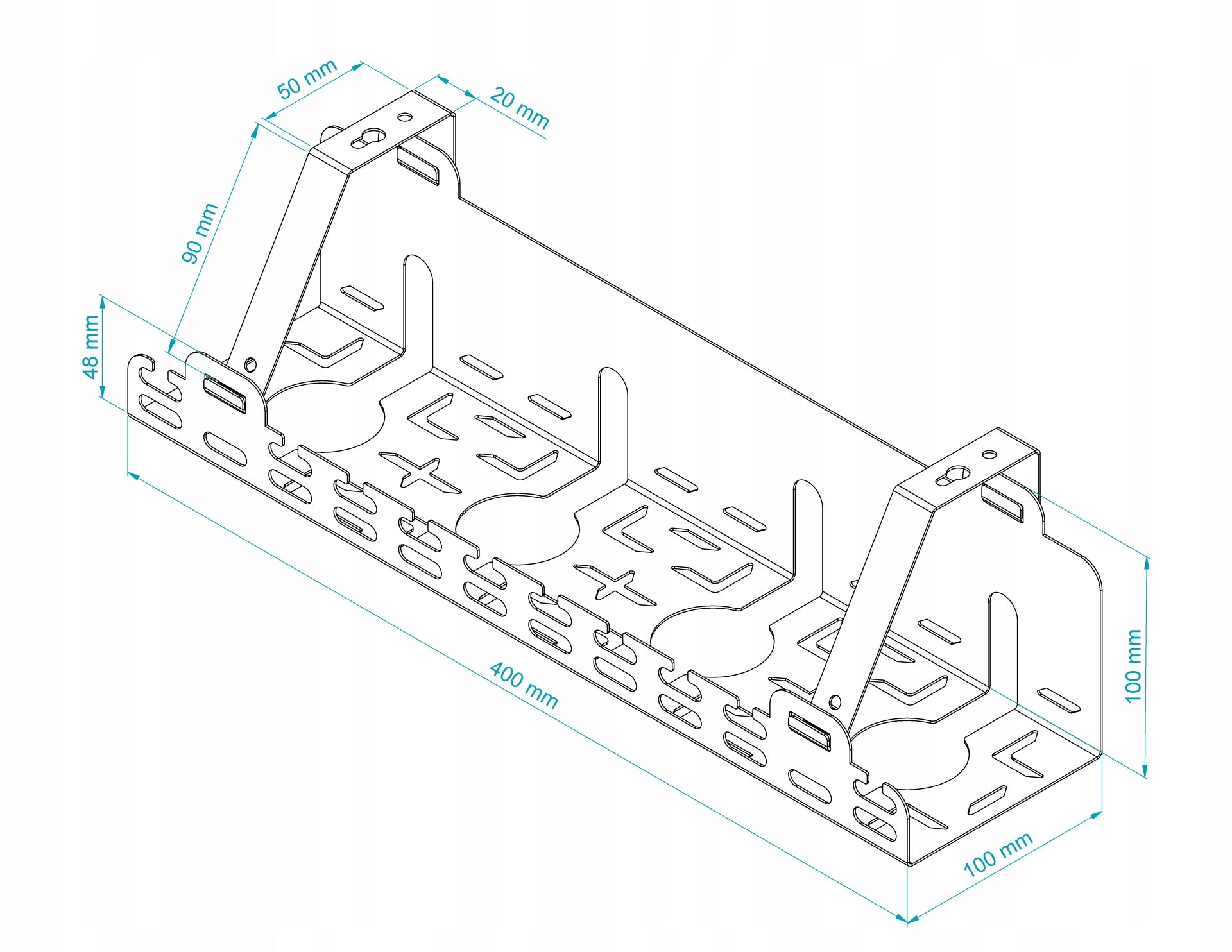 Organizer Handle Removable for Desk Cables 40 cm Metal White Stalflex EAN (GTIN) 5903351268240