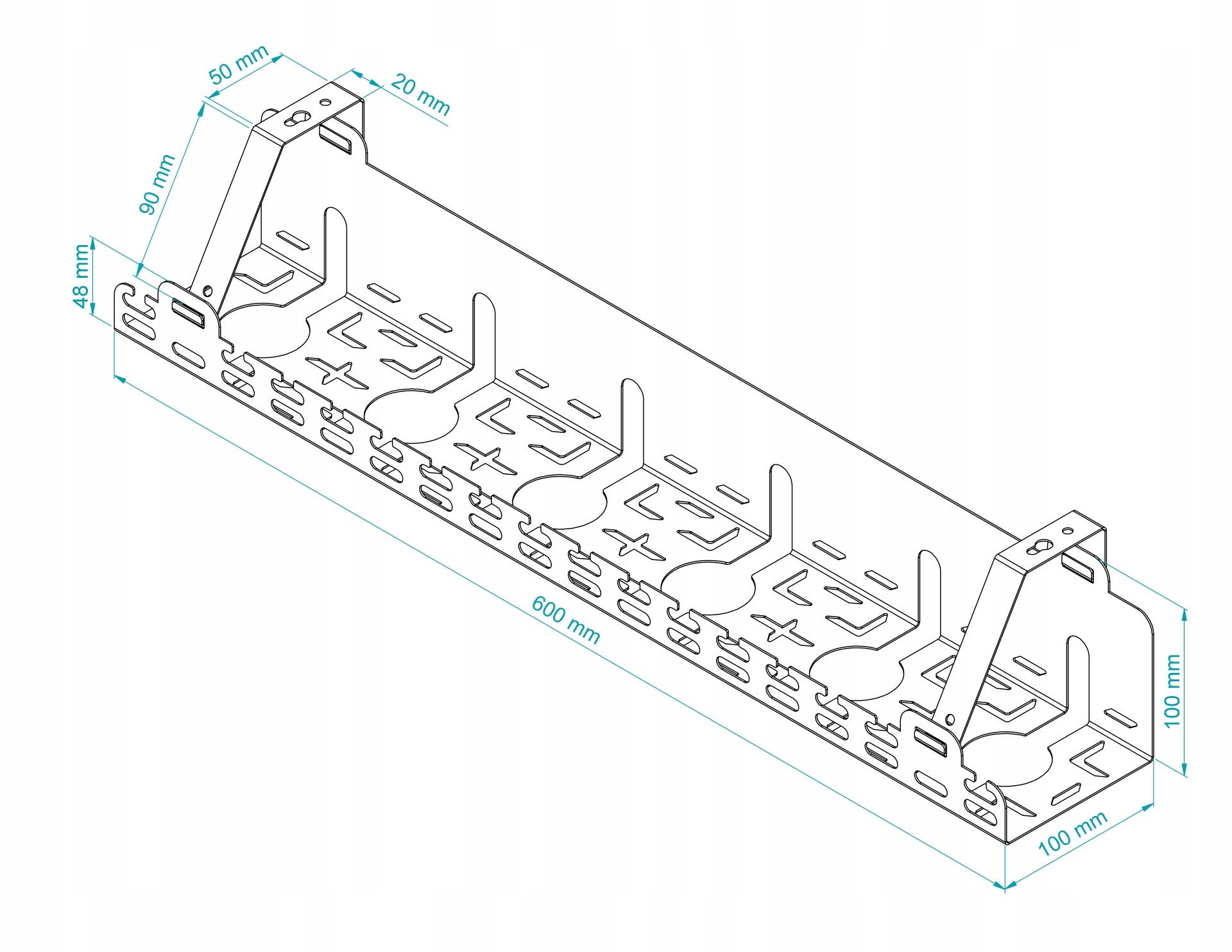 Organizer Handle Removable for Desk Cables 60 cm Metal White Stalflex EAN (GTIN) 5903351268288