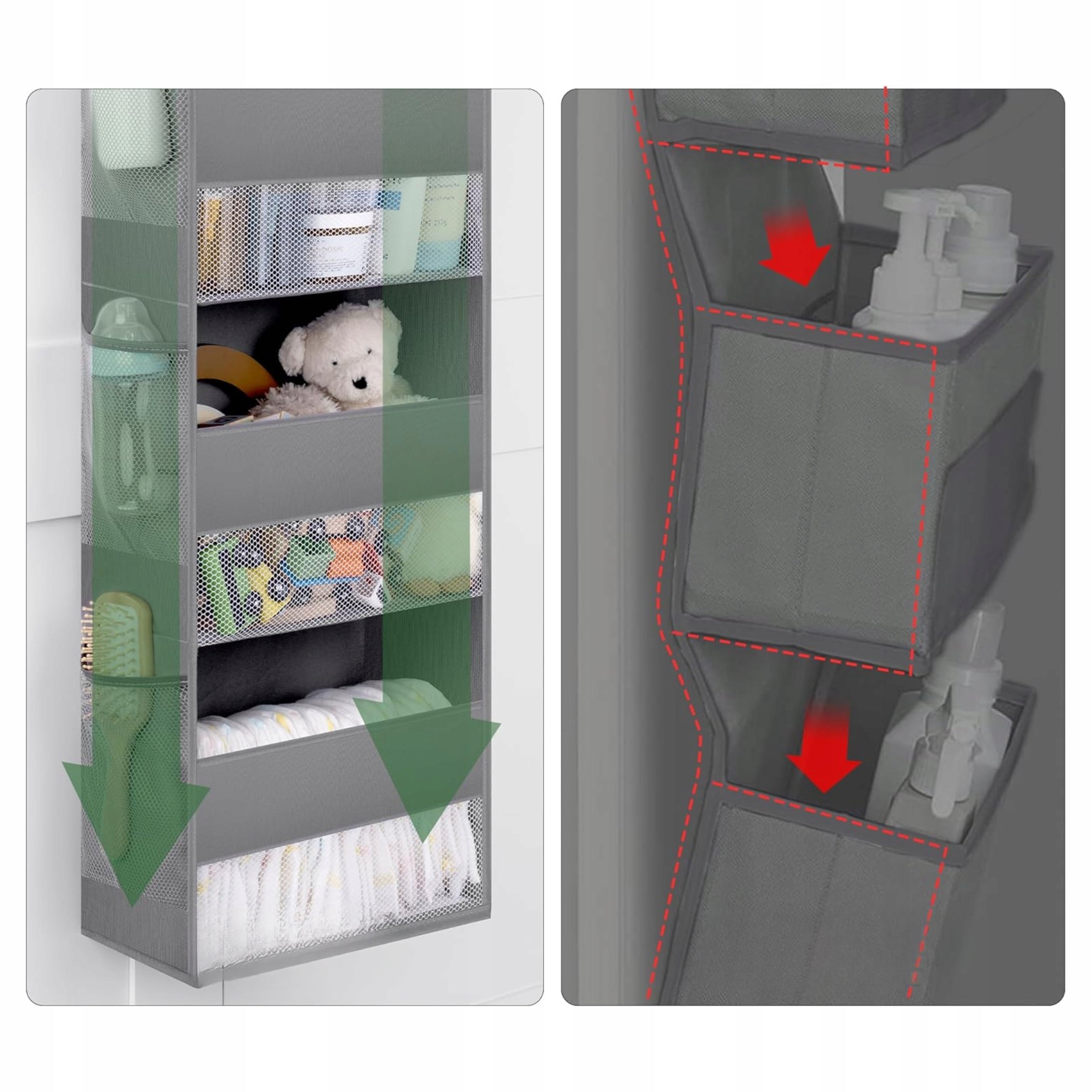 Organizer Hanging Bookcase For Door Cabinet Toys Clothes 5 Shelves Grey Kind wardrobe organizer