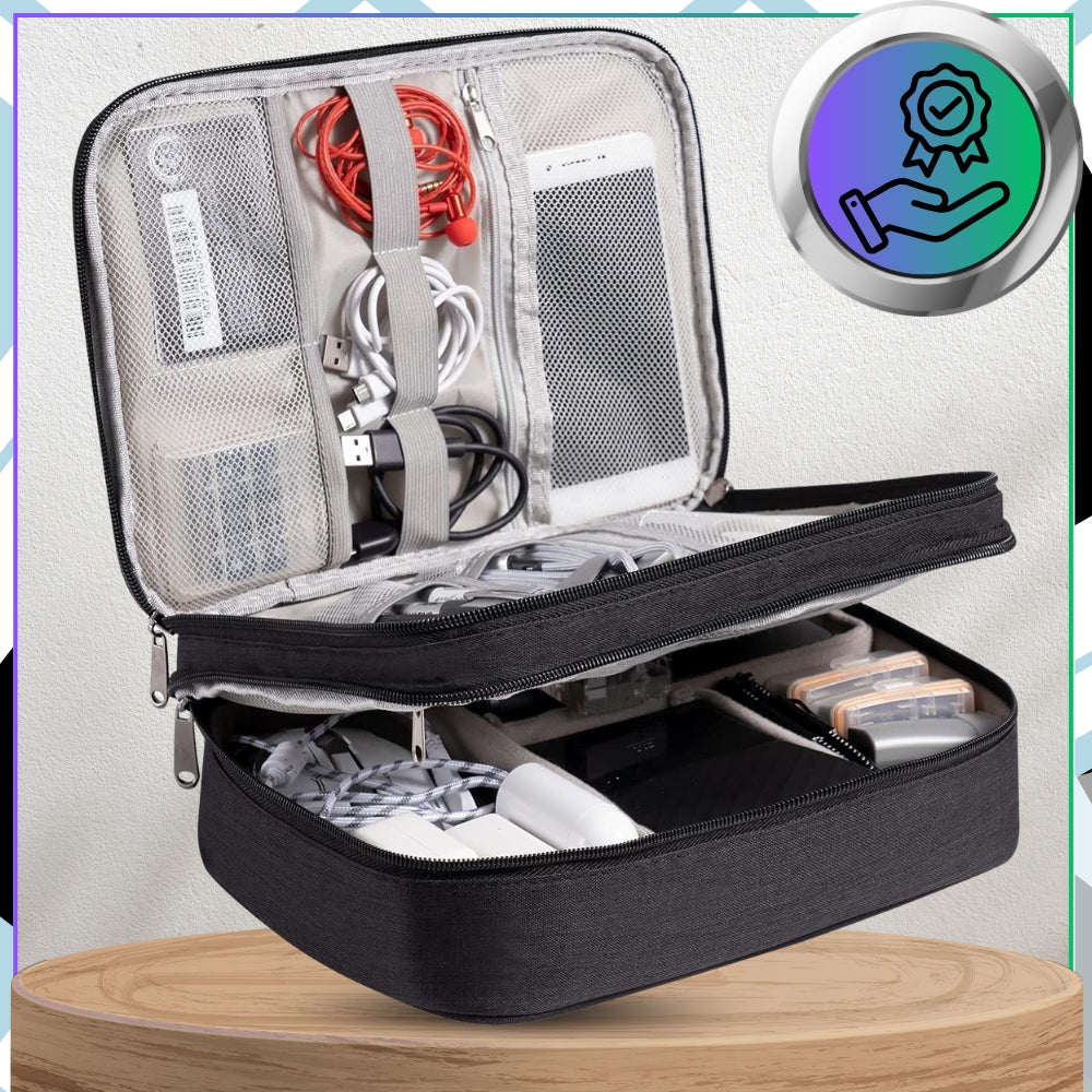 Organizer Travel Bag for Charger Cables CASE Wires Ear Black Color black