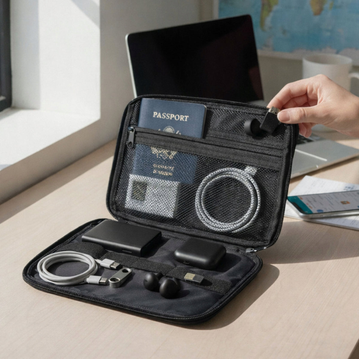 Organizer Travel Storage Case for Electronics Cables Black