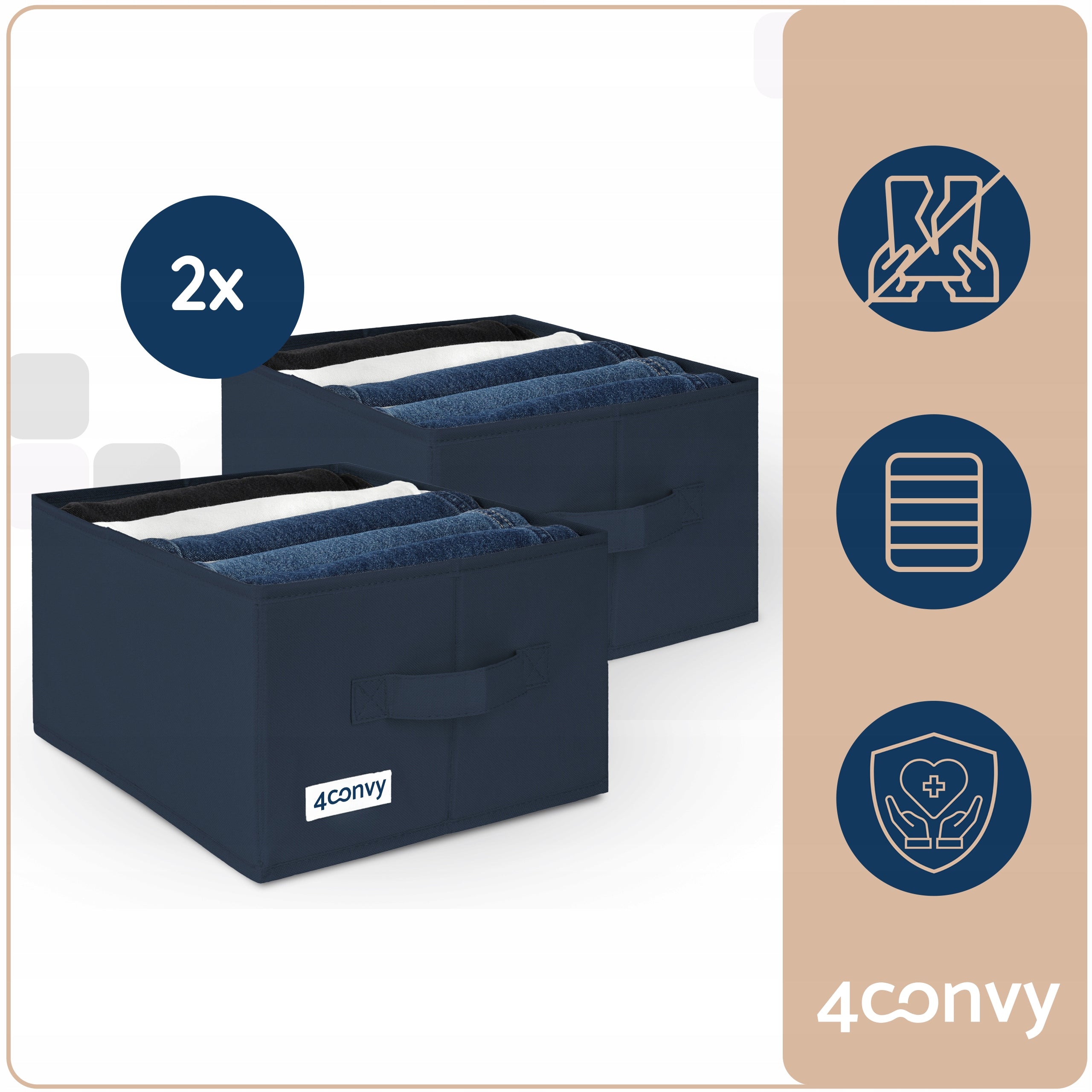 Organizer box clothes container jeans for closet drawer 32x27x17 x2 EAN (GTIN) 5907367648454