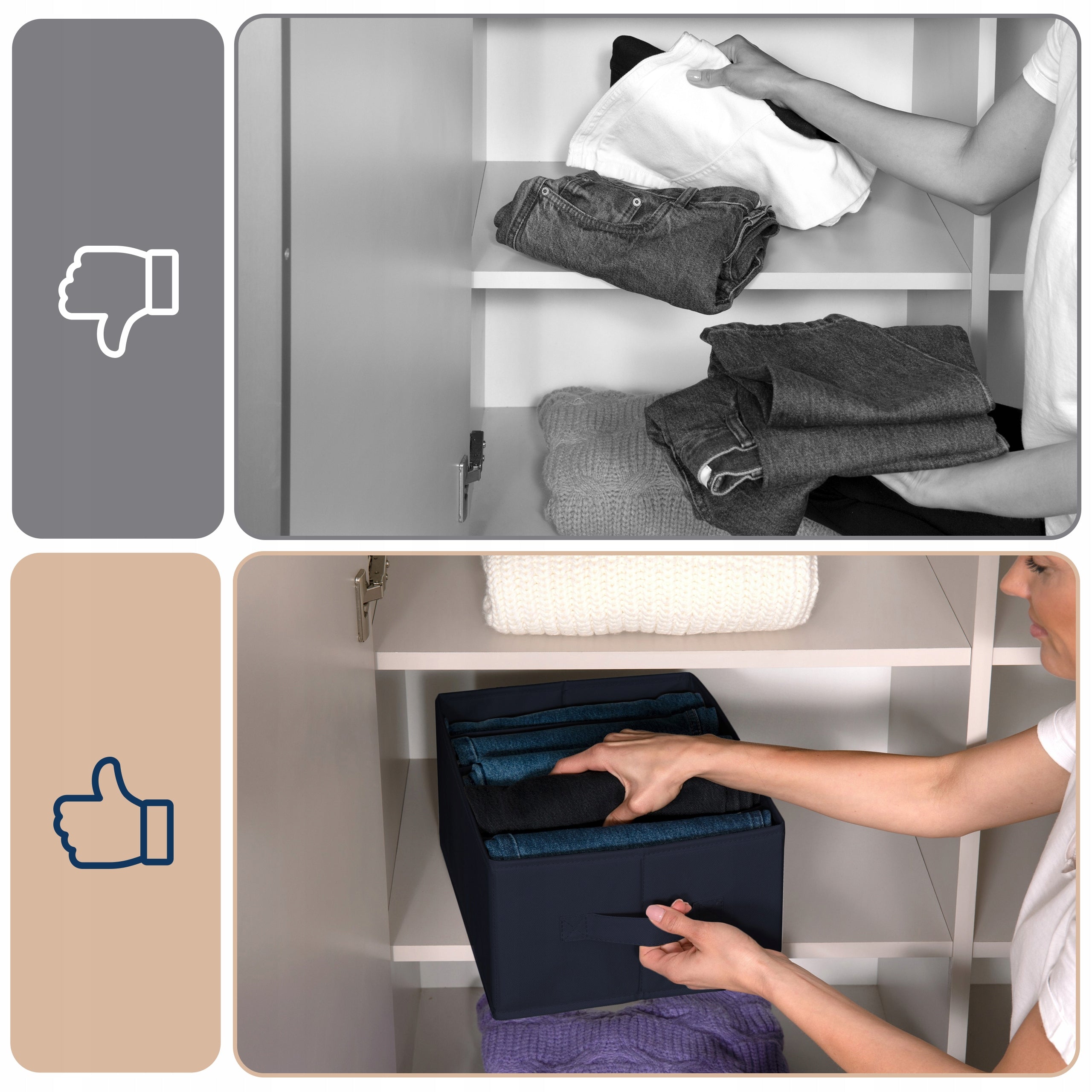 Organizer box clothes container jeans for closet drawer 32x27x17 x2 Number of pieces 2 pcs