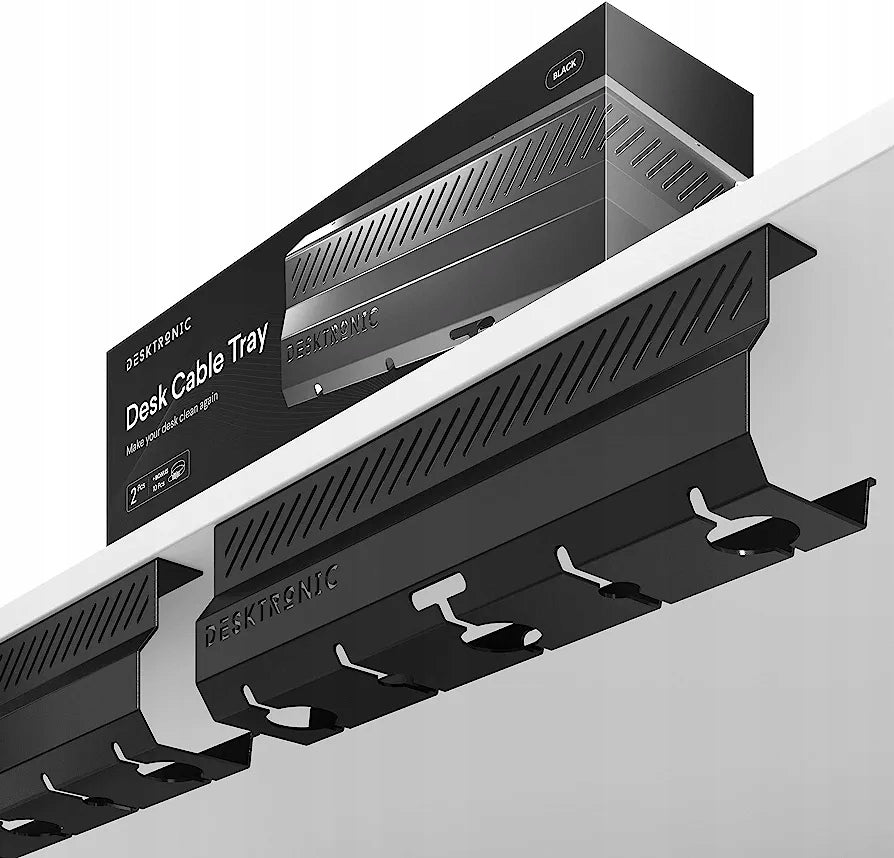 Organizer cable grille for desk 2x43cm Black Steel Packaging status original