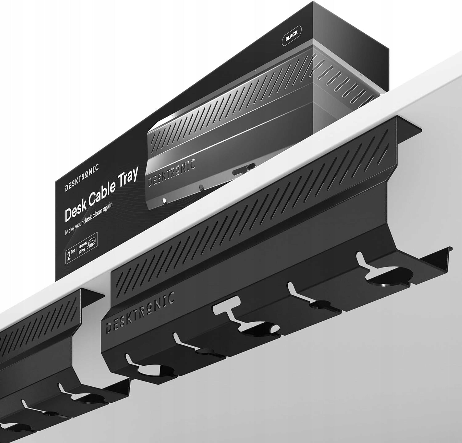 Organizer cable grille for desk 2x43cm Black Steel
