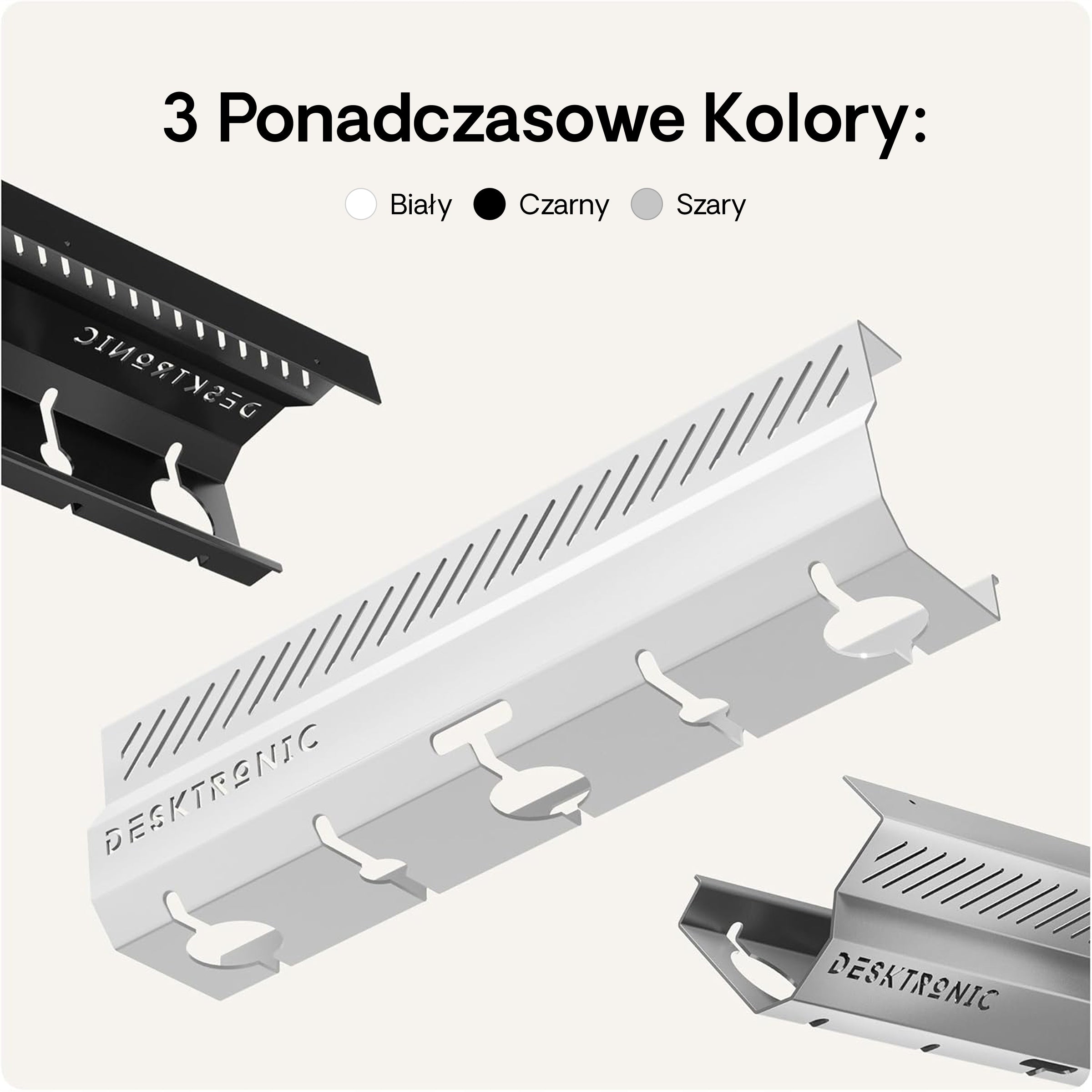 Organizer cable grille for desk 2x43cm White Steel Model Desktronic