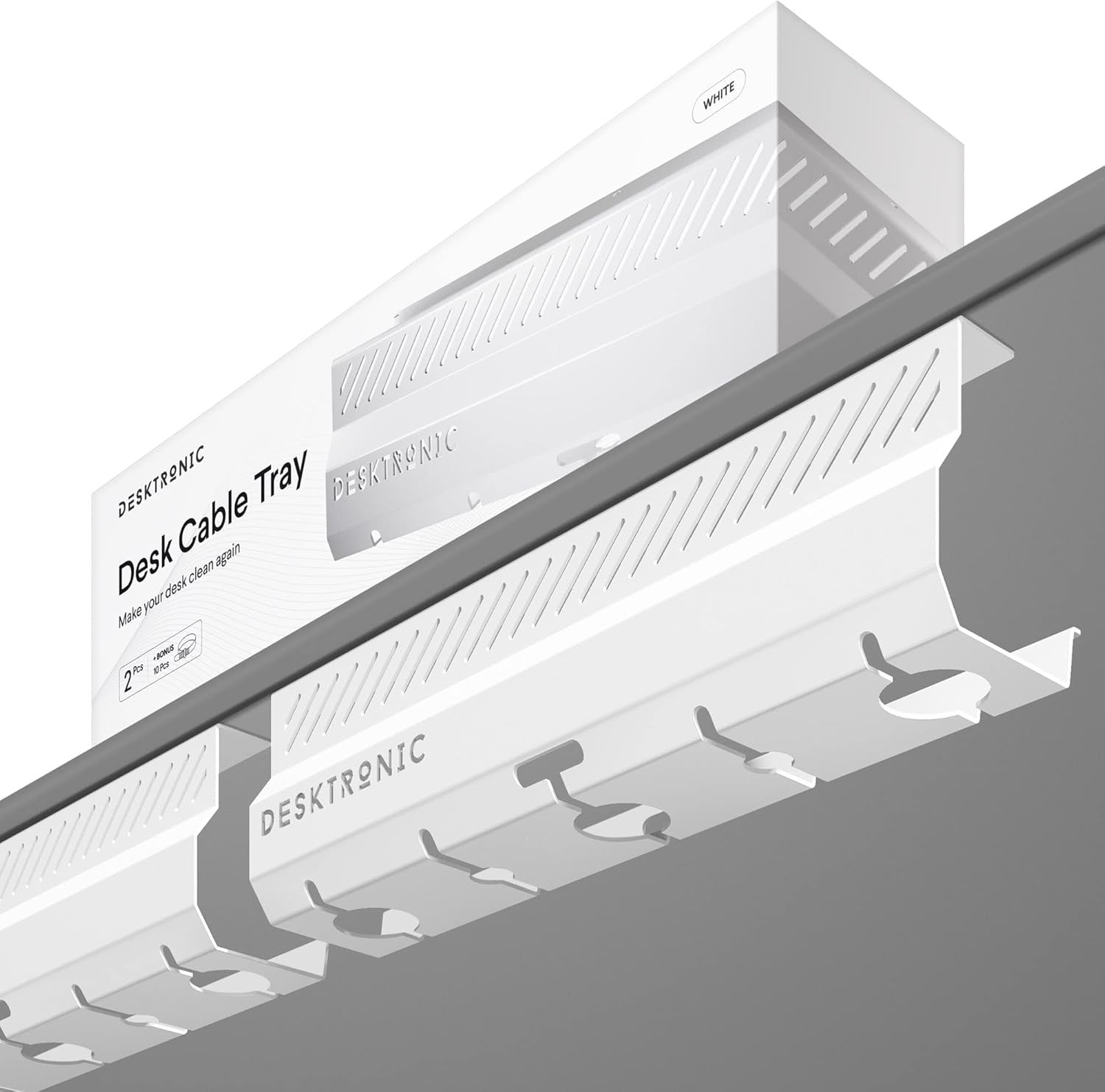 Organizer cable grille for desk 2x43cm White Steel