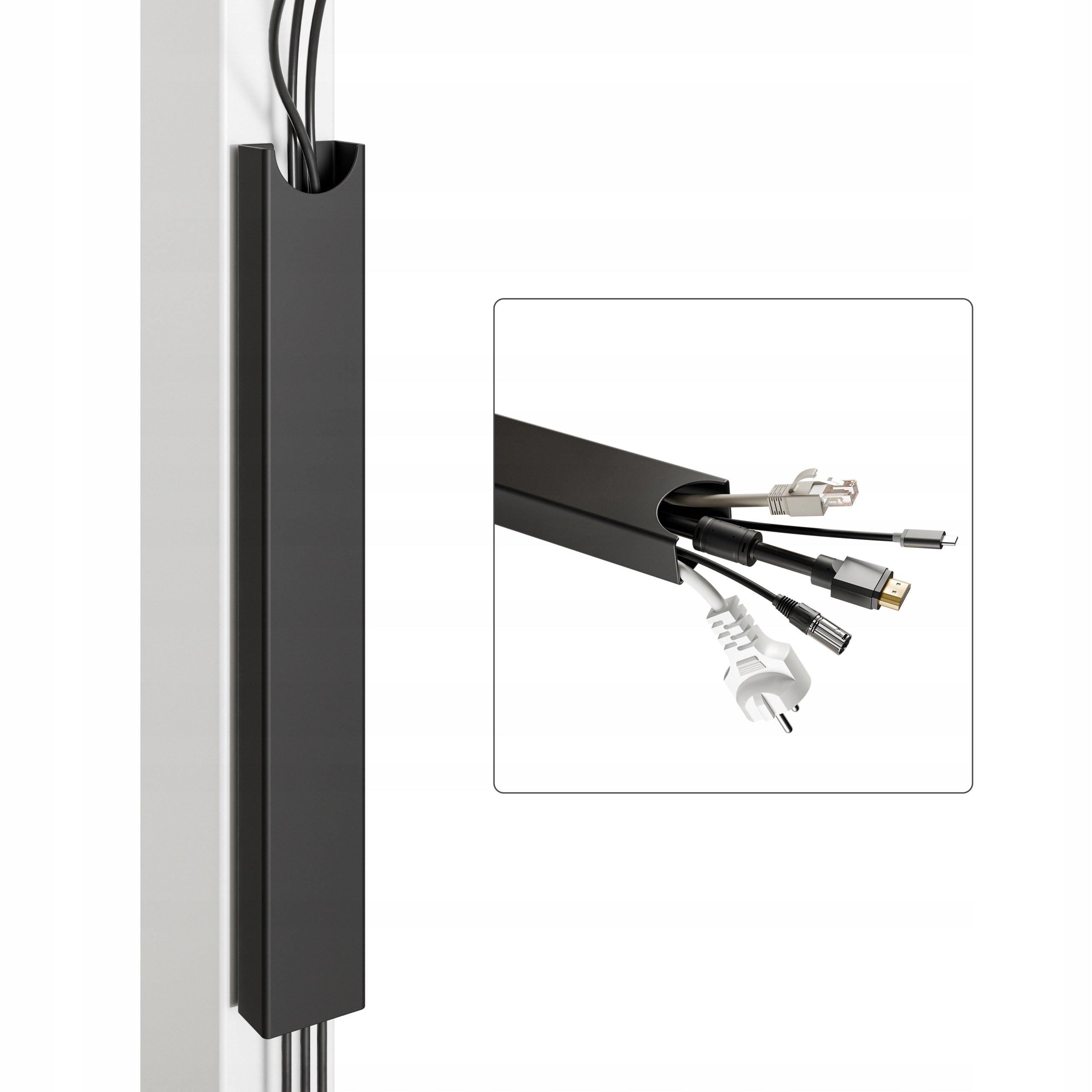 Organizer cable grille for desk 37x5x2.5cm Black Steel