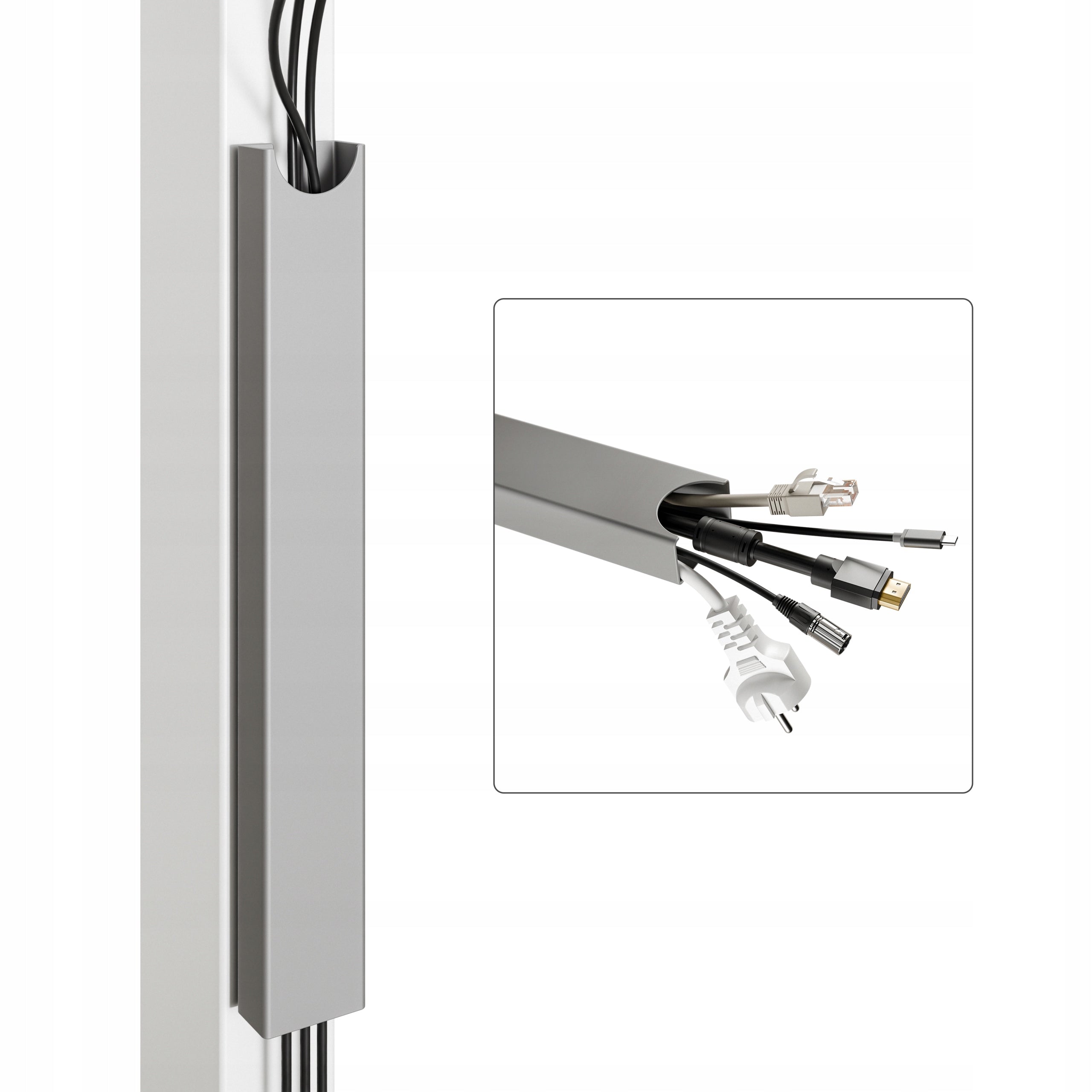 Organizer cable grille for desk 37x5x2.5cm Grey Steel