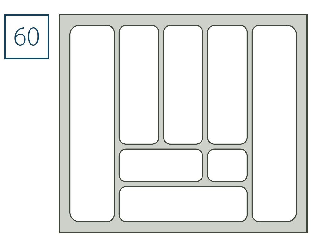 Organizer cutlery insert for kitchen drawer 60 cm grey 535x490 Number of pieces 1 pcs