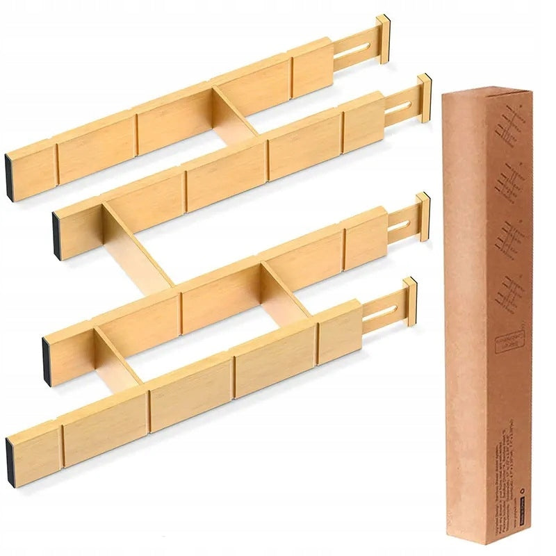 Organizer for Drawer Compartment Adjustable 43-56 cm Bamboo 10 elements Length 56 cm