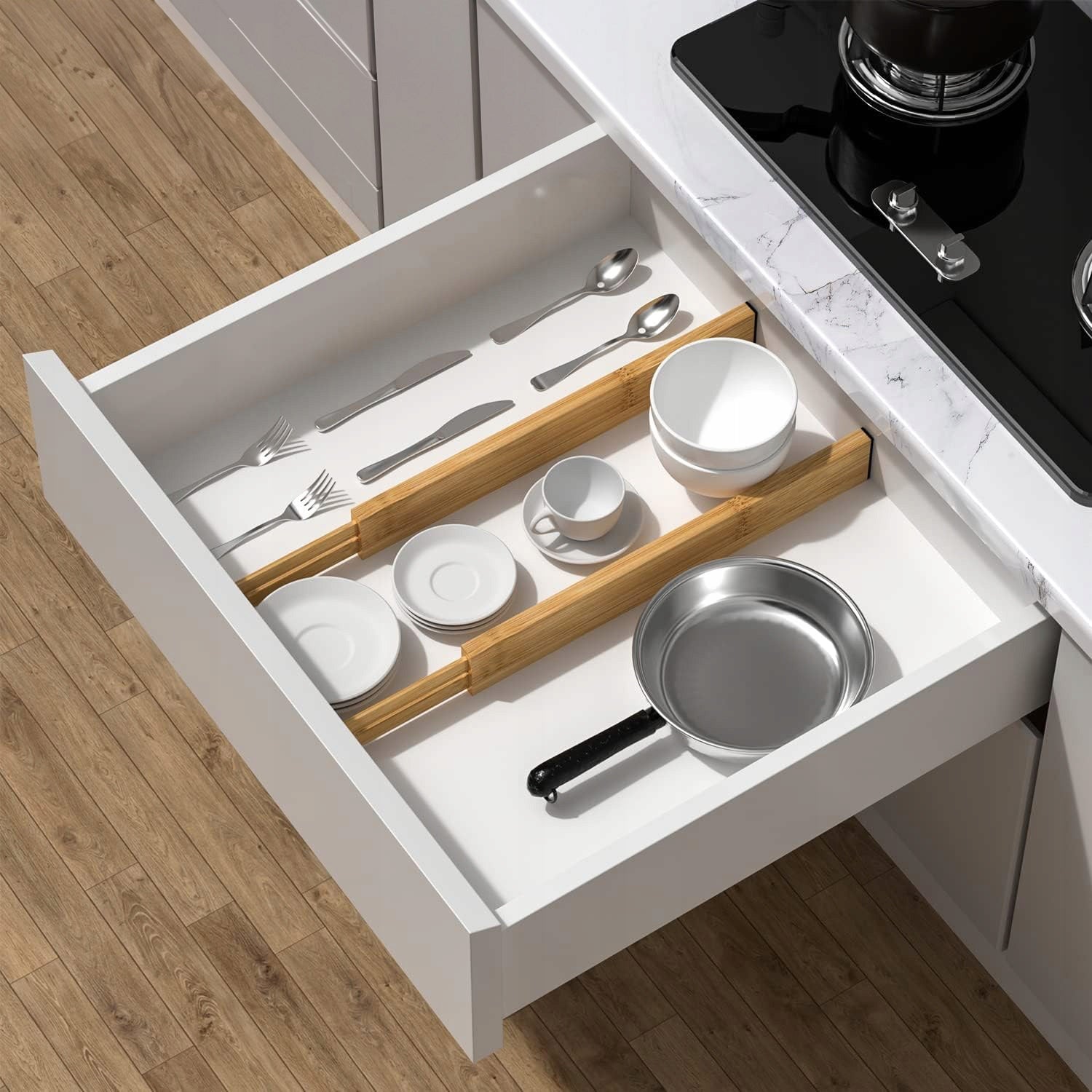Organizer for drawer Gockowiak bamboo adjustable 44-56 cm 4 pcs. Brand Gockowiak