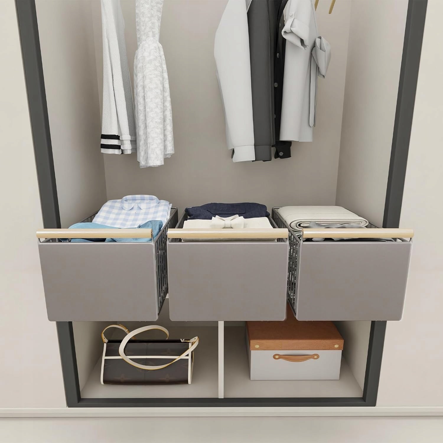 Organizer for wardrobe Perfectlife steel 19x23x39 cm Basket on rails Kind wardrobe organizer
