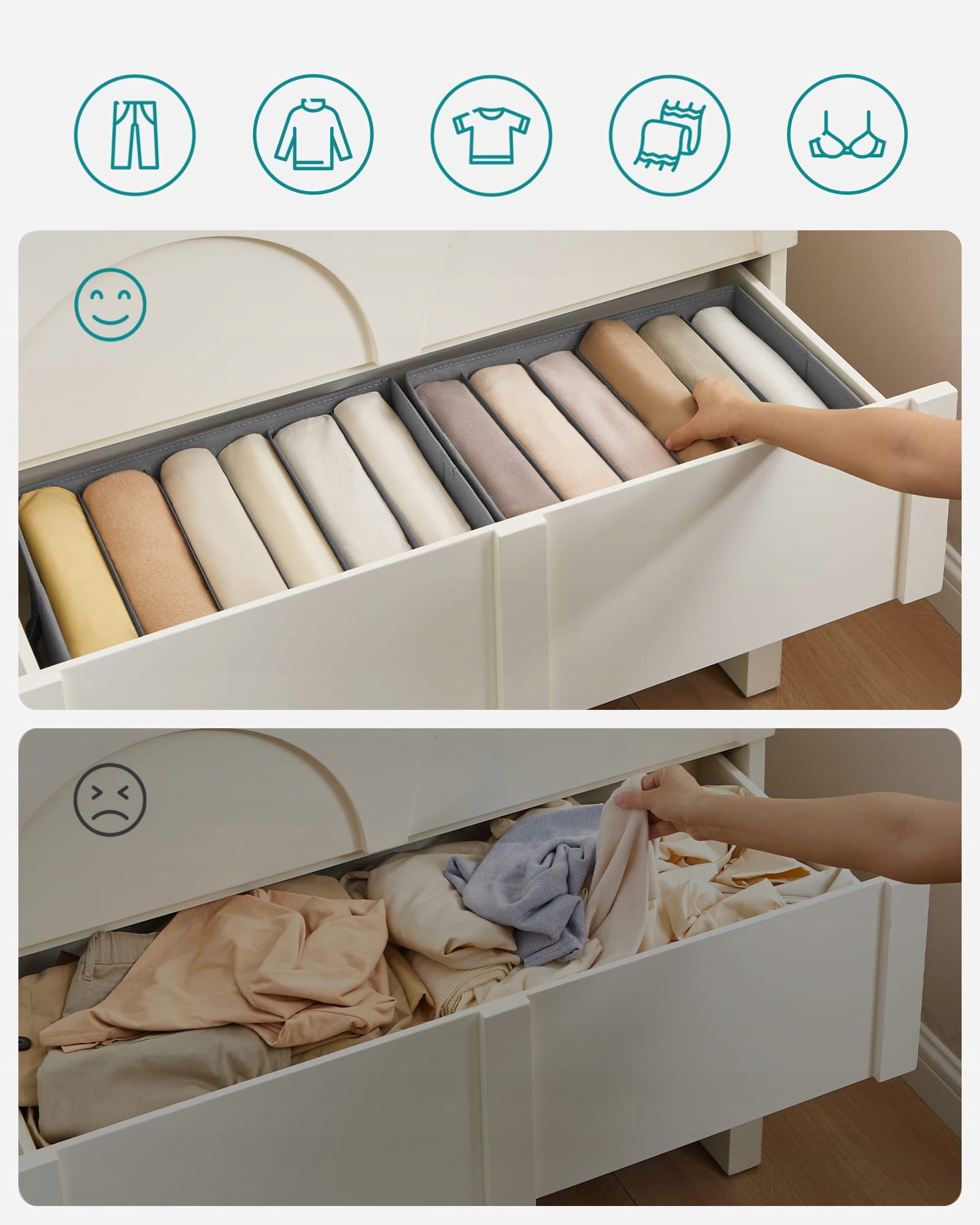 Organizer set of 2 for drawers Length 42 cm
