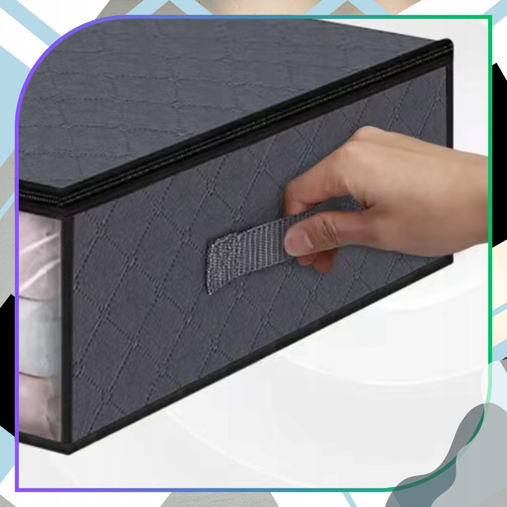 Organizer set of 2 pcs wardrobe bag for bedding clothes large grey flat Length 60 cm