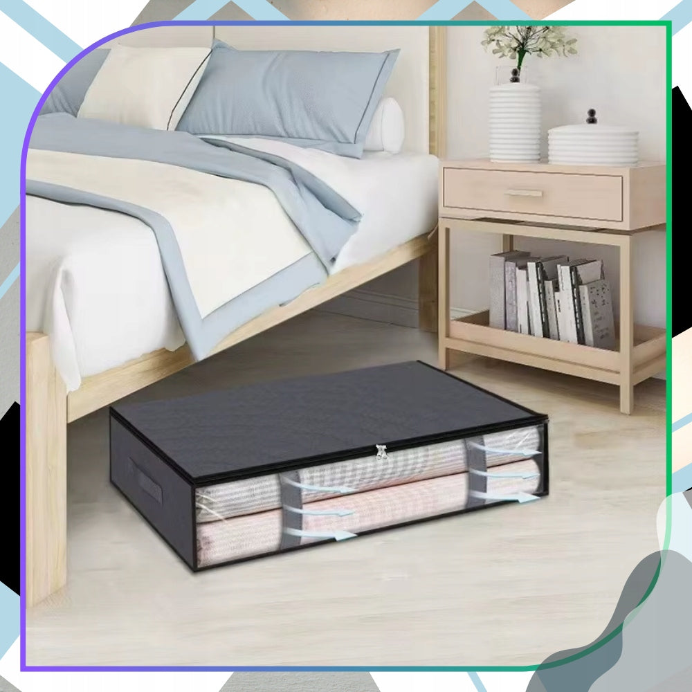 Organizer set of 2 pcs wardrobe bag for bedding clothes large grey flat Product width 46 cm
