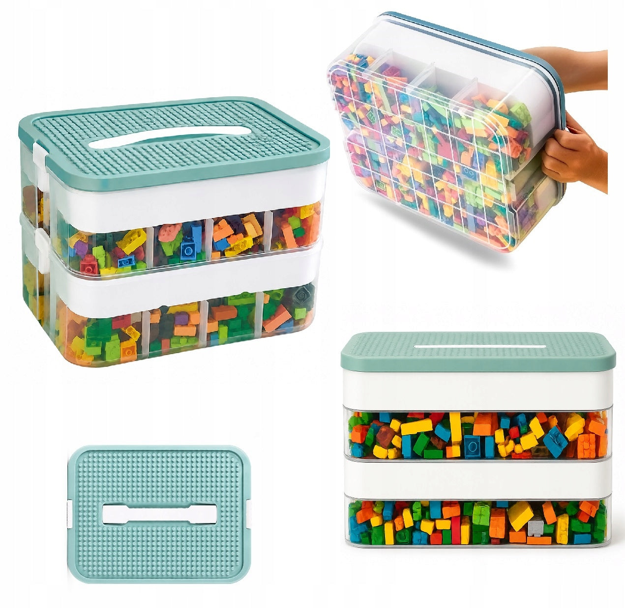 Organizer toy container with compartments 2-level 22x30x22cm (D900)