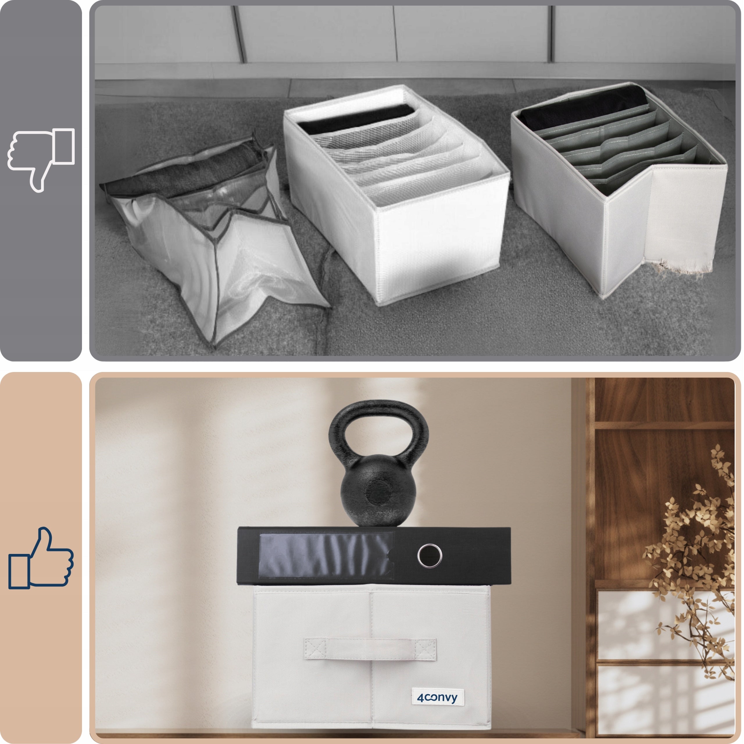 Organizers XXL box clothes container jeans for drawer 30x42x17 x2 Brand 4CONVY