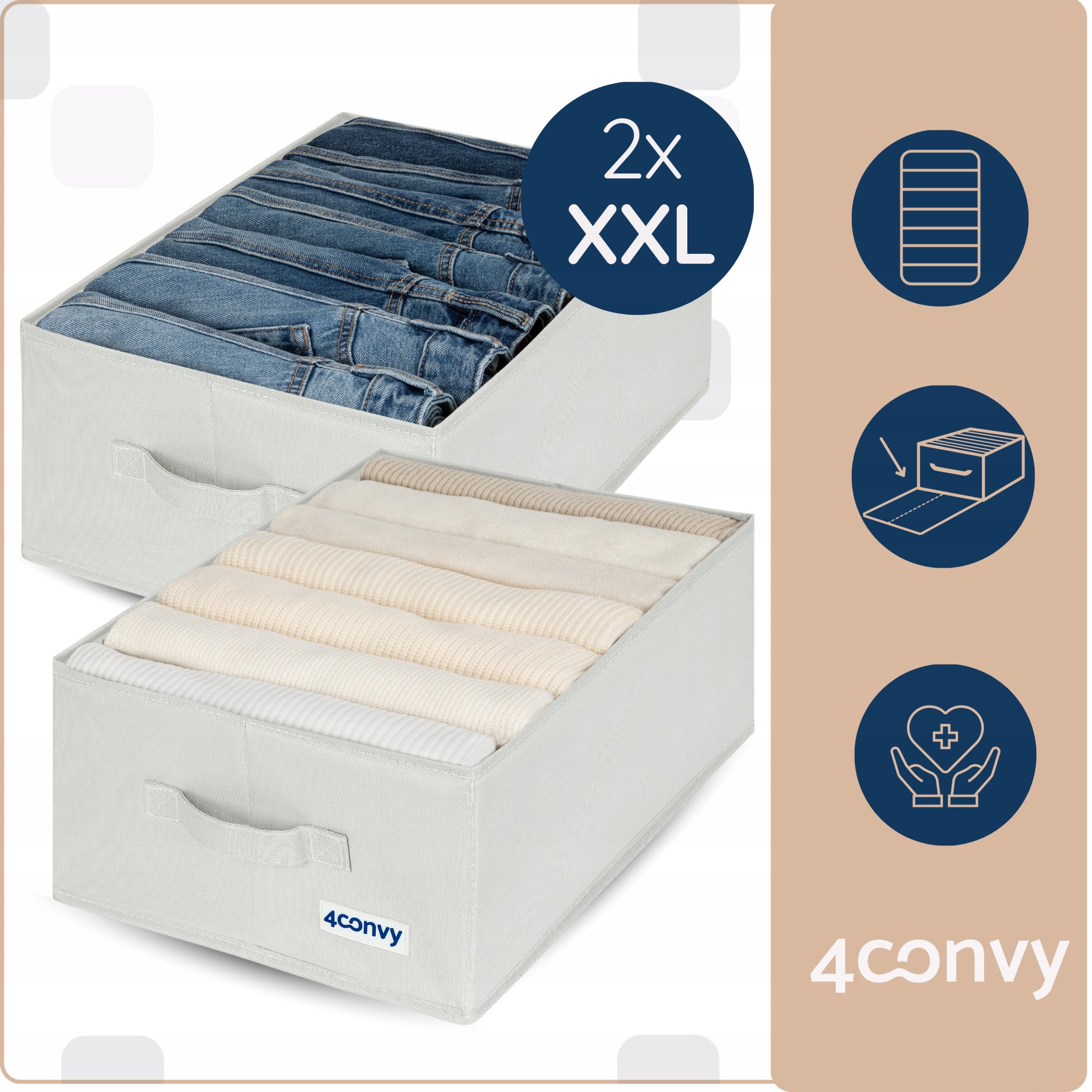 Organizers XXL box clothes container jeans for drawer 30x42x17 x2 Packaging status original