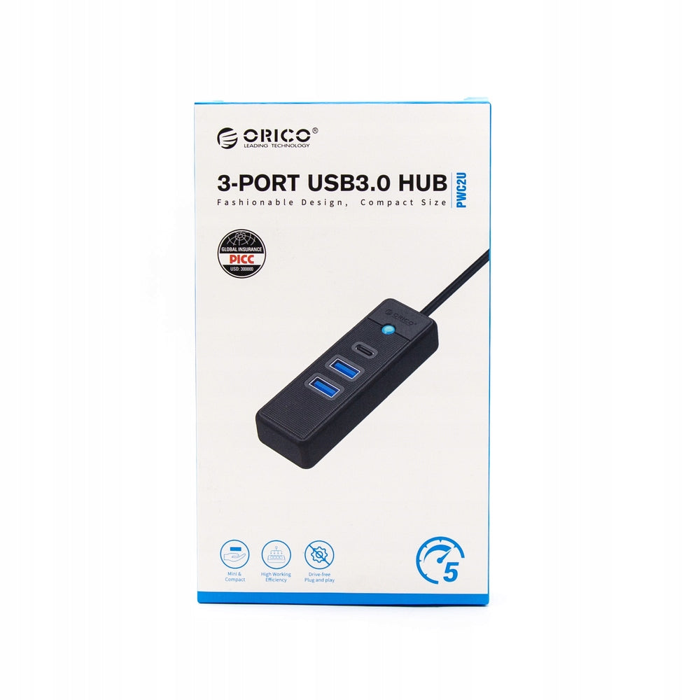 Orico Hub USB to 2x USB 3.0 + USB-C, 5 Gbps, 0.15m (Black)