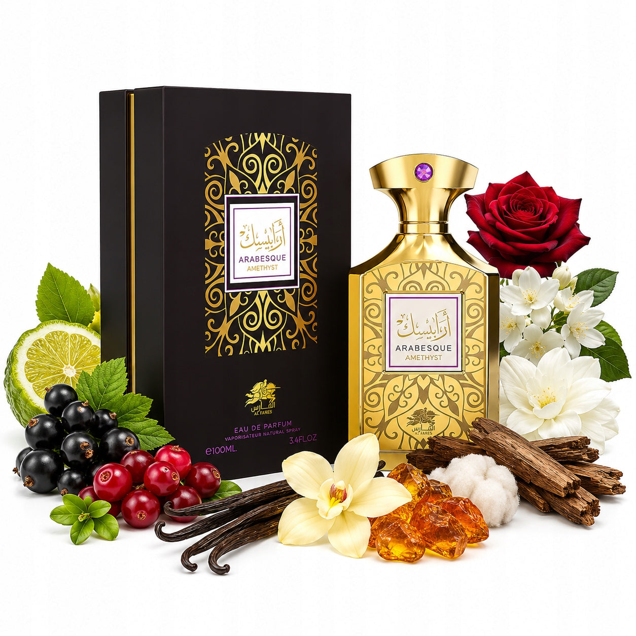 Original Arabic Perfume Al Fares ARABESQUE AMTHYST 100ml EDP+FREEBIE!