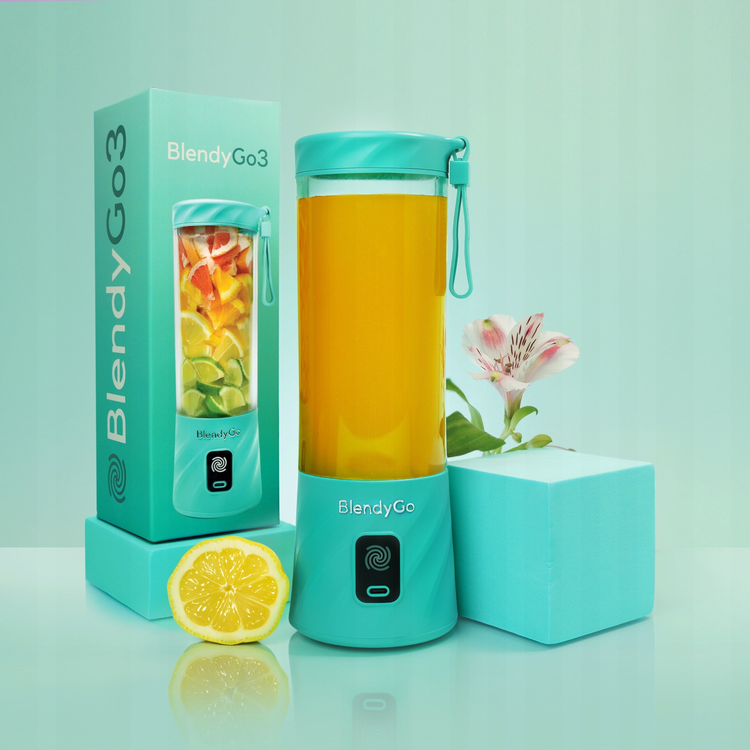 Original Blender BlendyGo 3 Wireless Chalice USB 550ml +HYDROTABS Brand BlendyGo