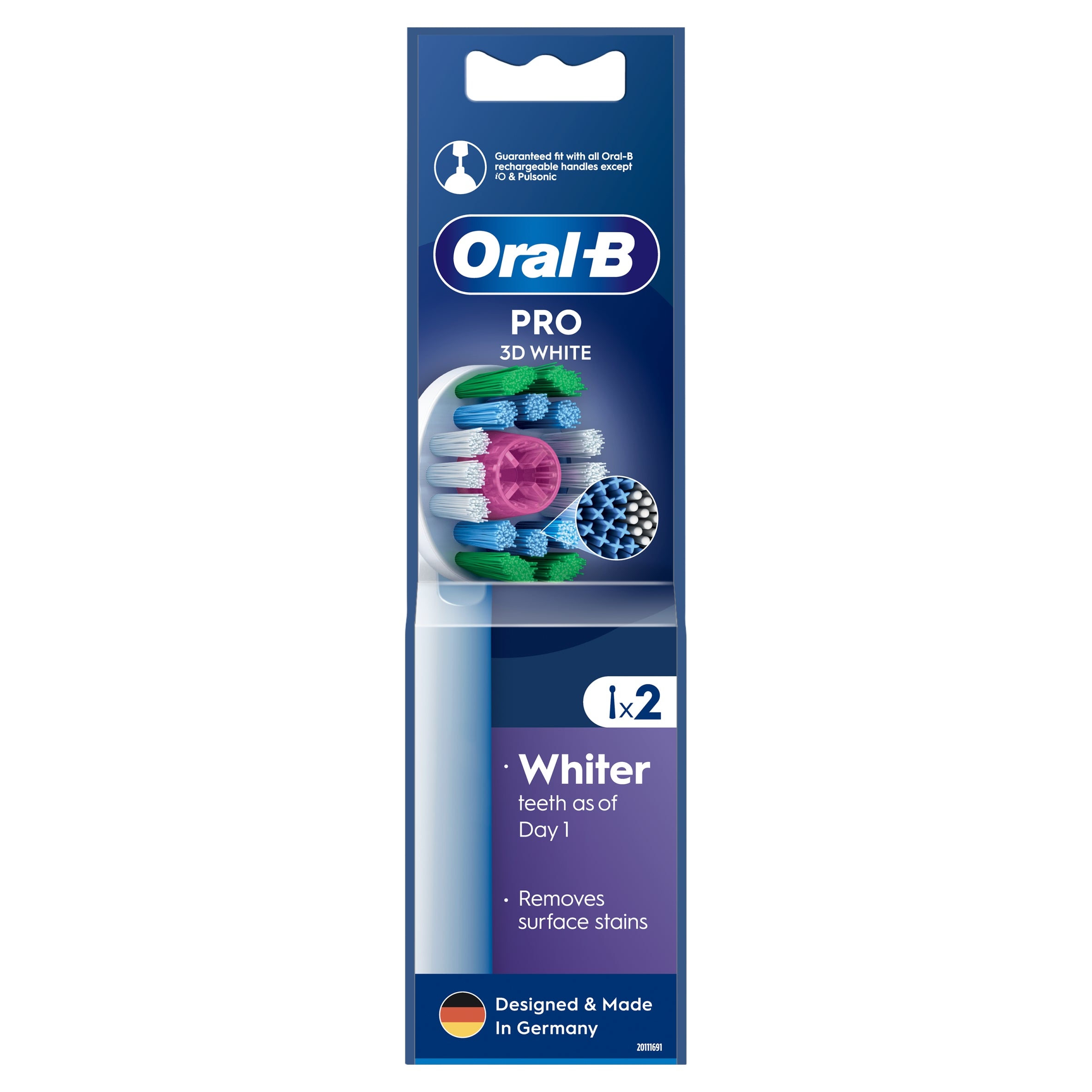 Original Braun toothbrush tips Oral-B EB18 3D White 2 pcs.