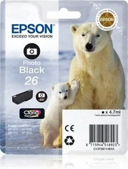 Original Epson 26 Black C13T26114012 Ink for Expression Premium XP Series