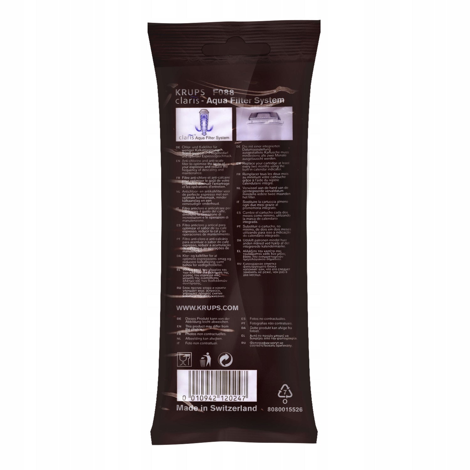 Original Krups Claris F088 water filter for espresso machine - 2 pieces EAN (GTIN) 5401204323202