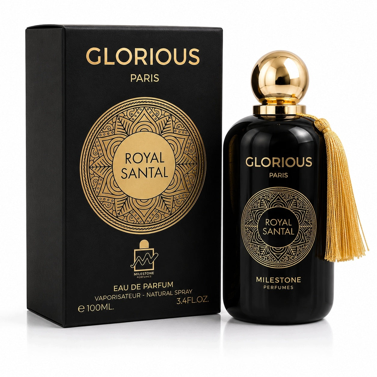 Original Perfume Milestone GLORIOUS PARIS ROYAL SANTAL 100ml EDP+FREEBIE! Packaging status original