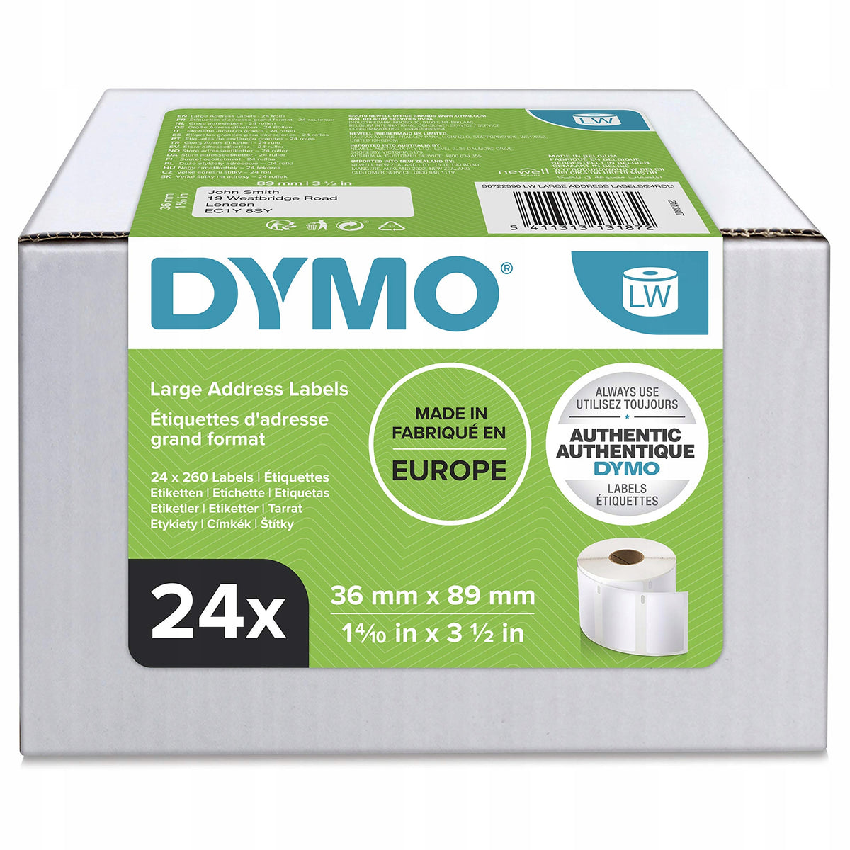 Original large address labels Dymo LabelWriter 36 mm x 89 mm 2