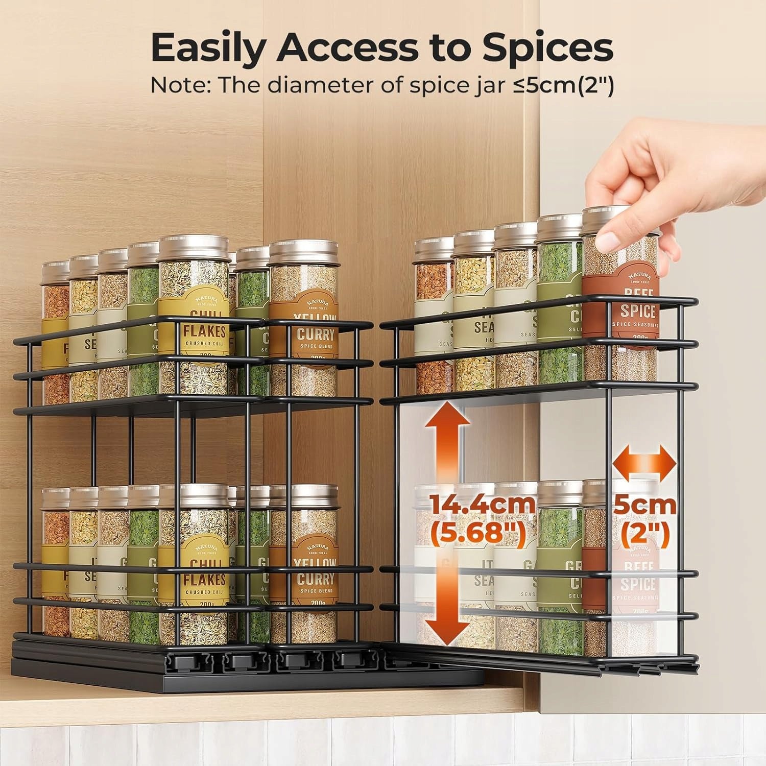 Orimade Retractable Spice Organizer for Cabinet Black Brand no brand