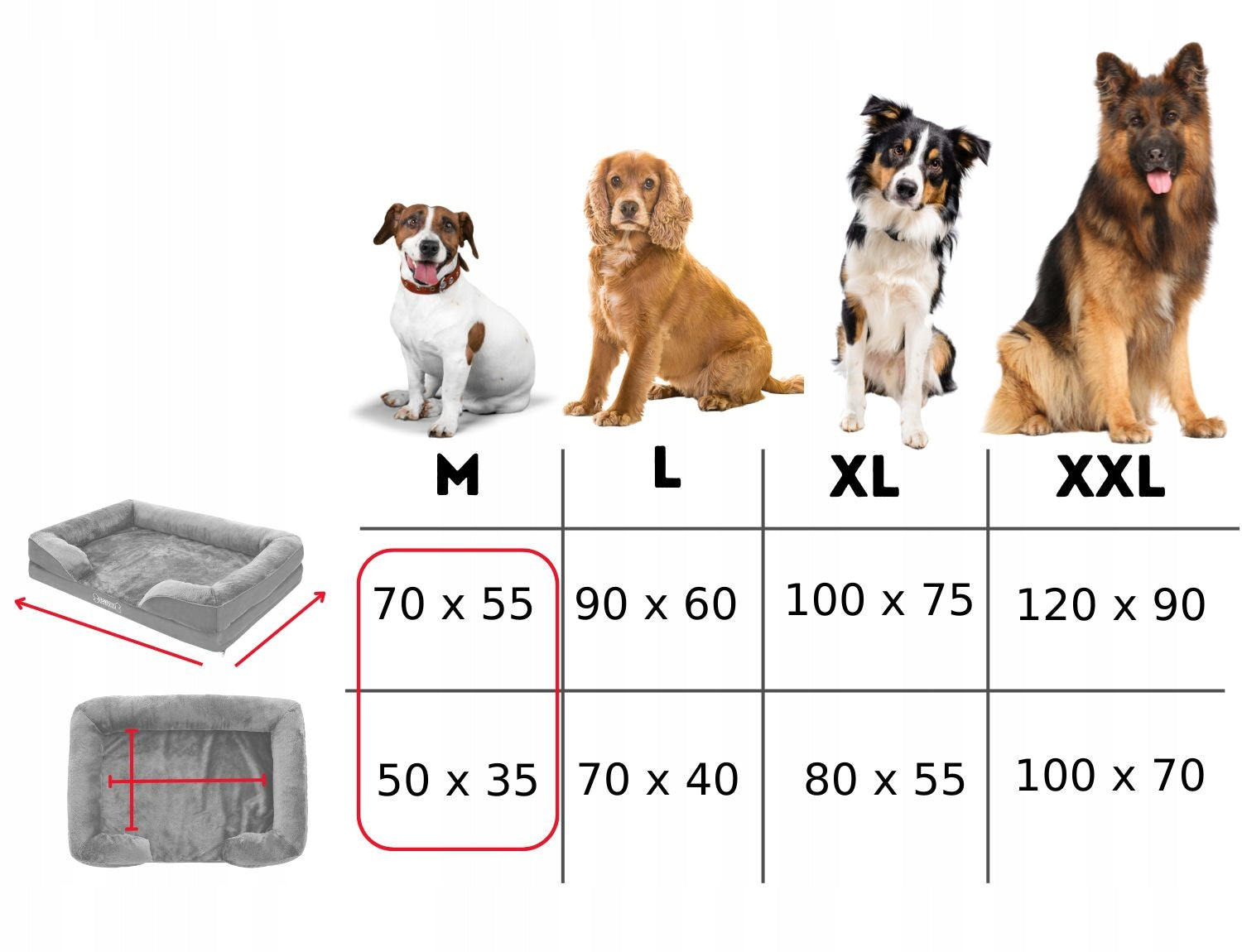 Orthopedic Dog Bed M 70x55 OrtoMax Bed Waterproof Product width 55 cm