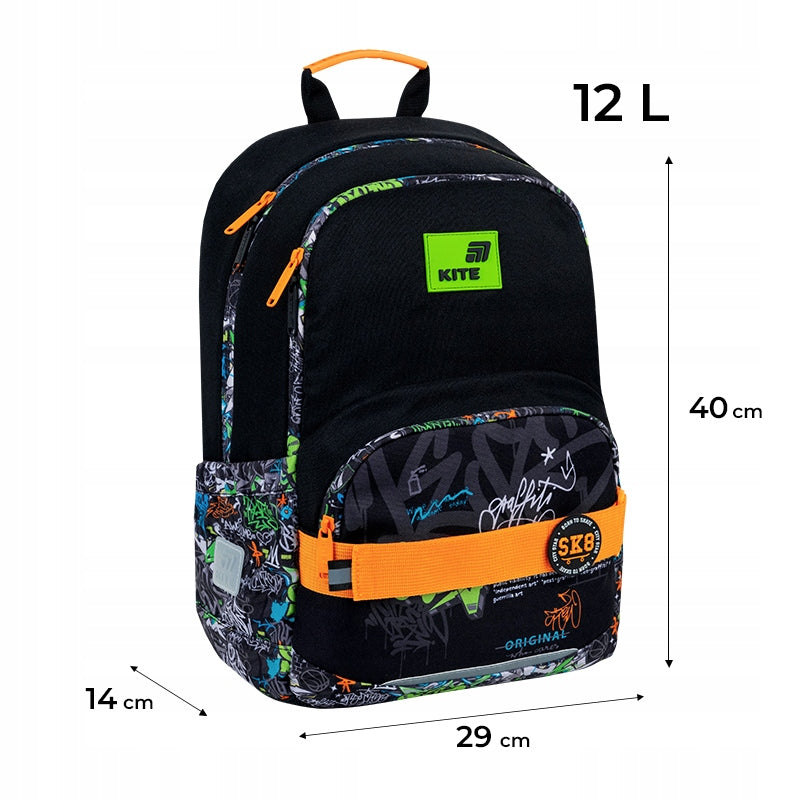 Orthopedic school backpack for boys 1-6 class with patch black Kite Manufacturer code K26-585M-4