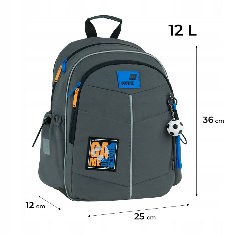 Orthopedic school backpack for first grader with patches grey Kite Manufacturer code K26-771S-4