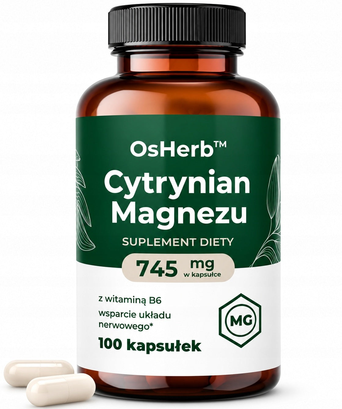 OsHerb Magnesium Citrate+B6 100% Simple Pure Composition Excellent Absorption