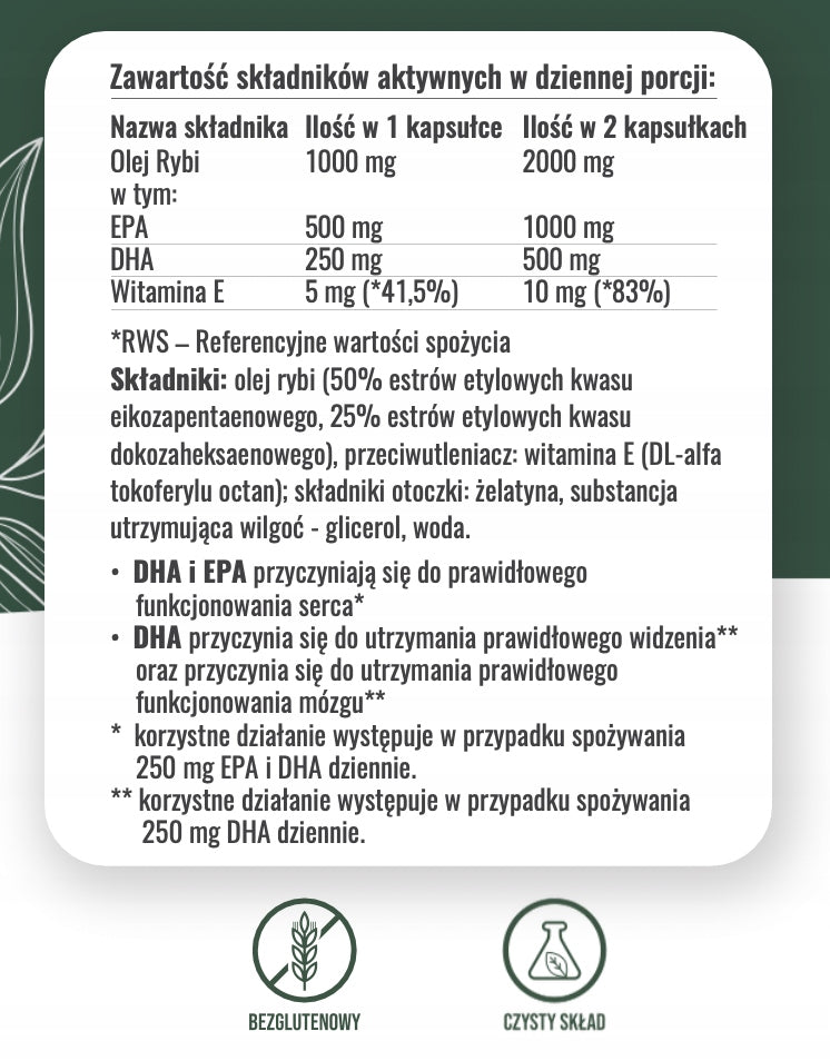 OsHerb Omega 3 FISH 1000mg FORTE 90 capsules EPA 500 mg DHA 250mg Packaging status original