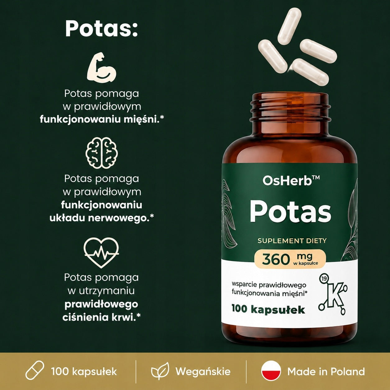 OsHerb POTASSIUM Citrate 360 mg 100 kaps. Blood Pressure Healthy Heart Packaging status original