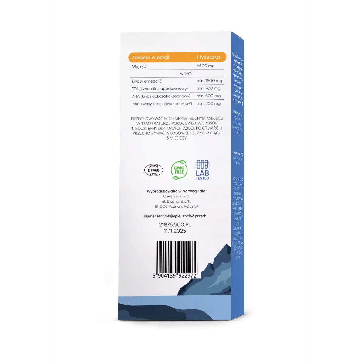 Osavi Daily Omega Marine Omega 3 1600mg EPA 700mg DHA 600mg Lemon 500ml Packaging status original