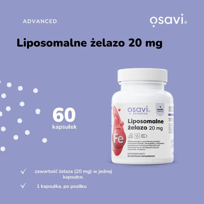 Osavi Liposomal Iron 20mg Resistance, to Red Blood Cells 60 vege kaps Packaging status original