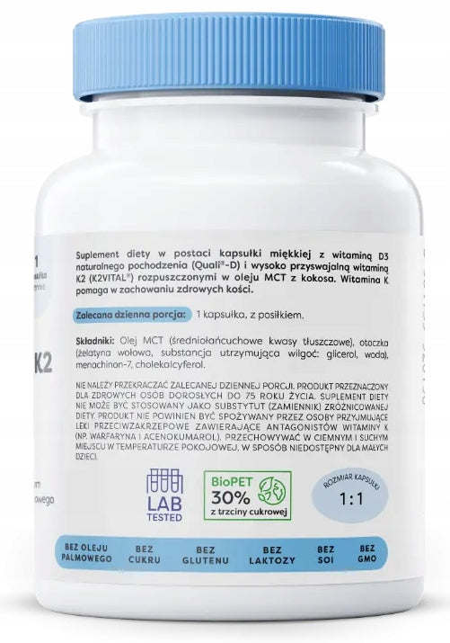 Osavi VITAMIN D3 2000 IU + K2 100mcg 60 Soft Capsules IMMUNITY D-3 K2 Expiration date not specified