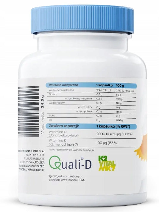 Osavi VITAMIN D3 2000 IU + K2 100mcg 60 Soft Capsules IMMUNITY D-3 K2 Packaging status original
